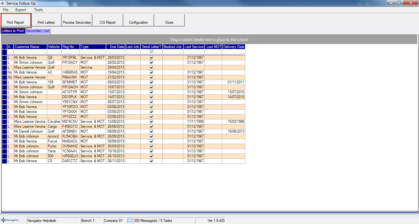 print report option