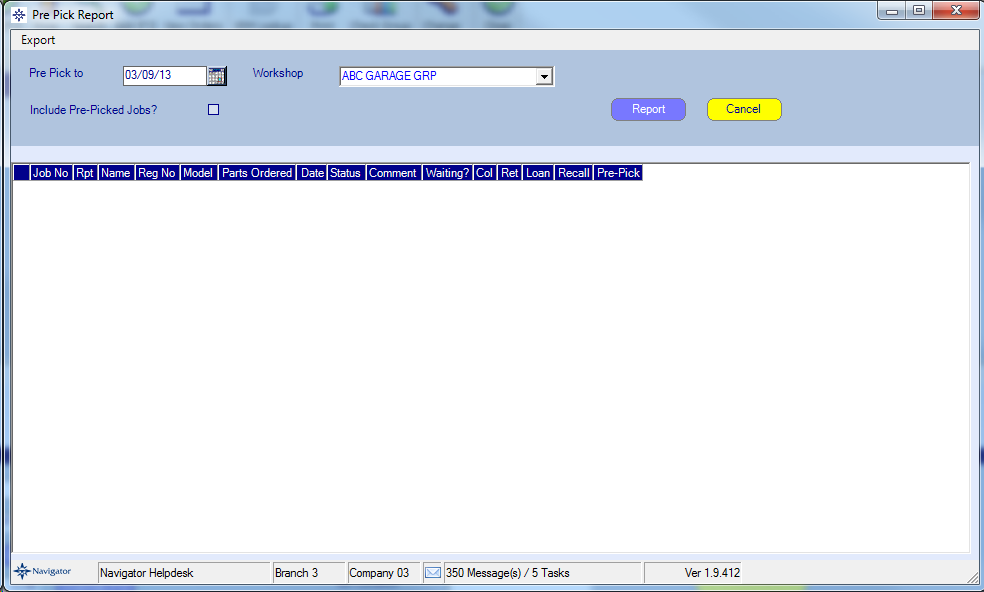 PrePickReport